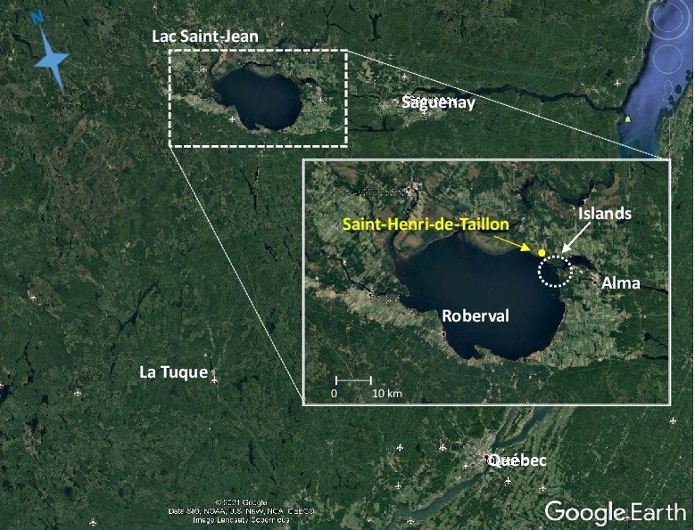 Map of the general area of the occurrence, with magnification in box (Source: Google Earth, with TSB annotations)