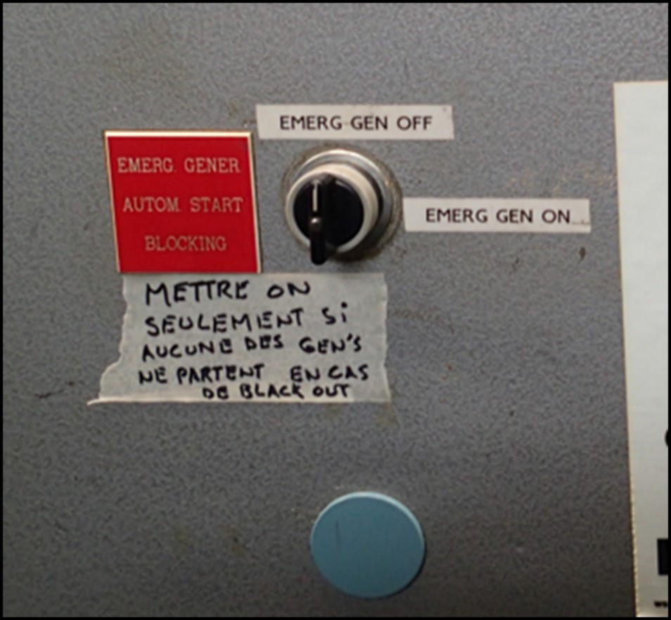 Emergency generator set switch (Source: TSB)