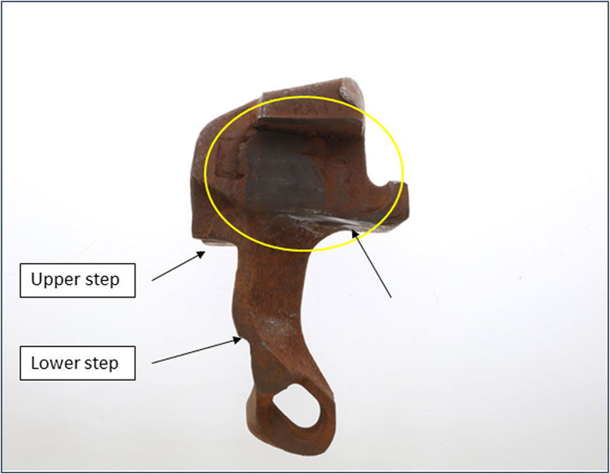 Subject coupler lock, with weld repair circled