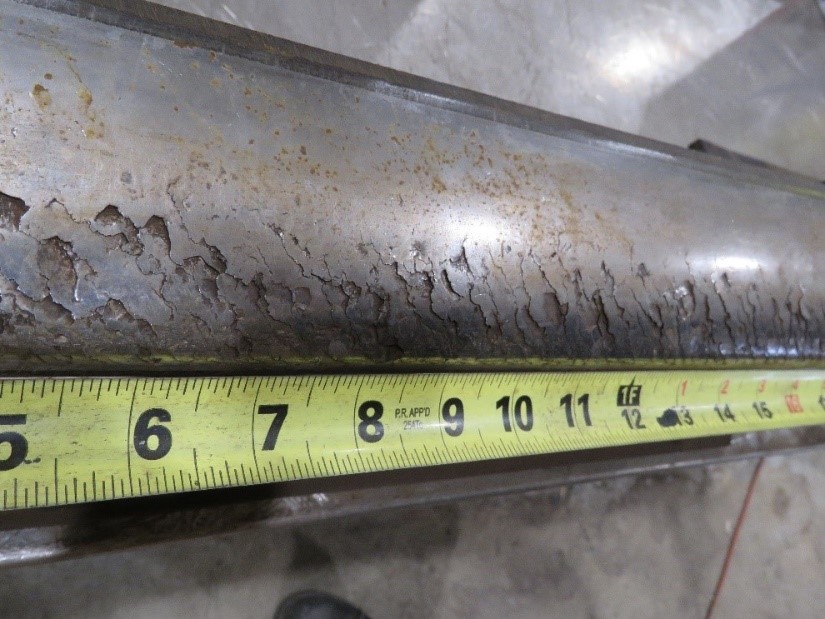 Condition of running surface of the rail head recovered at the occurrence site (Source: Canadian Pacific Railway)