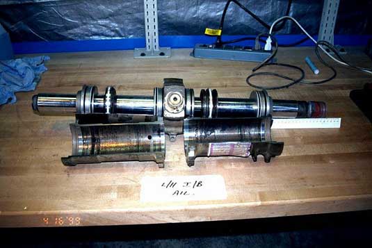 Position figée des tiges de cylindre de vérin de l'aileron intérieur gauche